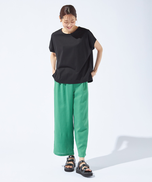 Petit Honfleur(プチオンフルール)の「【接触冷感・UVカット・汗じみ防止】フレンチスリーブプルオーバー(Tシャツ/カットソー・レディース・ブラック/アイボリー/オレンジ・L/M)」の4枚目の写真