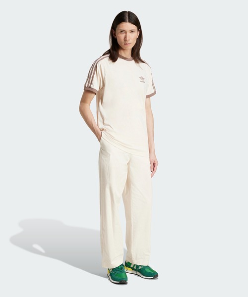 アディダス リンガーネック Ｔシャツ S ベージュ トレフォイル 半袖 3ライン adidas/アディダス adidas ORI 3-STRIPES TEE 半袖Tシャツ