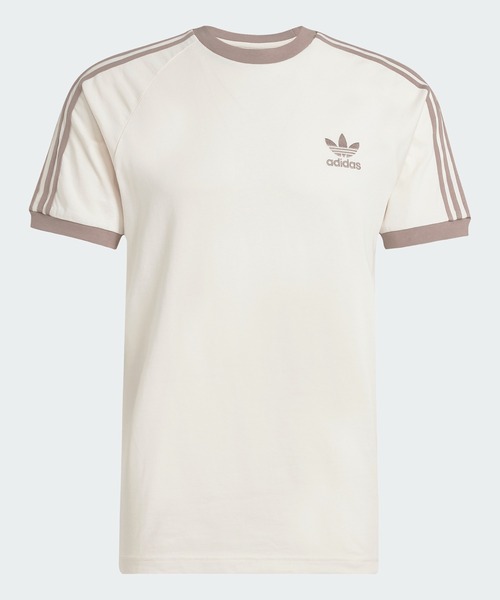 アディダス リンガーネック Ｔシャツ S ベージュ トレフォイル 半袖 3ライン adidas/アディダス adidas ORI 3-STRIPES TEE 半袖Tシャツ