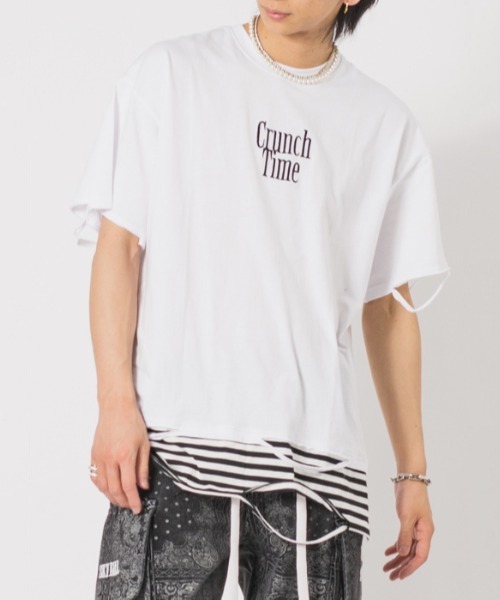 RE730(アールイーセブンサーティー)の「RE730 ビッグシルエットボーダーレイヤードTシャツ(Tシャツ/カットソー・メンズ・ブラック/オフホワイト/ホワイト系その他2・X-LARGE/MEDIUM/LARGE)」の2枚目の写真
