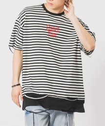 RE730 ビッグシルエットボーダーレイヤードTシャツ