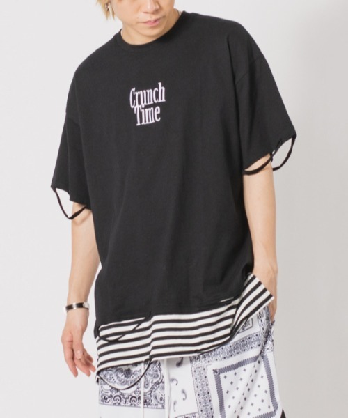 RE730(アールイーセブンサーティー)の「RE730 ビッグシルエットボーダーレイヤードTシャツ(Tシャツ/カットソー・メンズ・ブラック/オフホワイト/ホワイト系その他2・X-LARGE/MEDIUM/LARGE)」の1枚目の写真