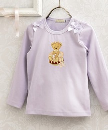 panpantutu（パンパンチュチュ）の「テディベア・リボンキャットトップス(長袖)(80-130cm)（Tシャツ/カットソー）」