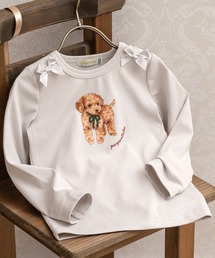 panpantutu（パンパンチュチュ）の「テディベア・リボンキャットトップス(長袖)(80-130cm)（Tシャツ/カットソー）」