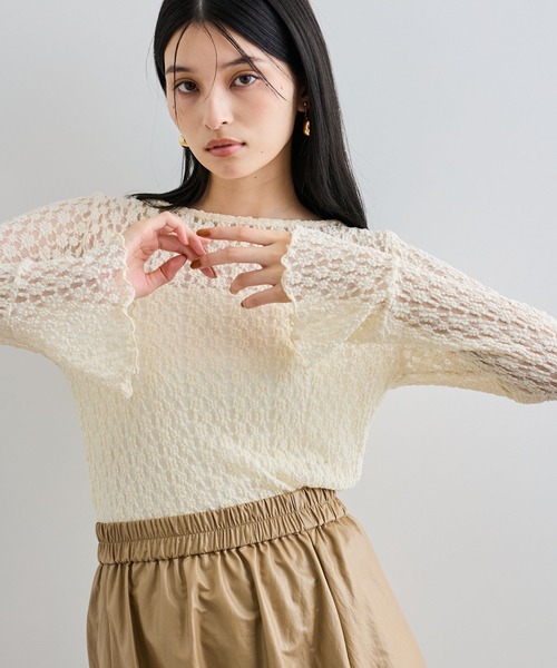 VIS（ビス）の「レースフレアースリーブトップス（Tシャツ