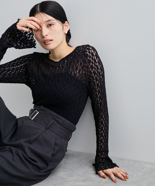 d.i.a.レース付き黒フレアスリーブTシャツ 楽天市場】大きいサイズ レディース トップス Tシャツ