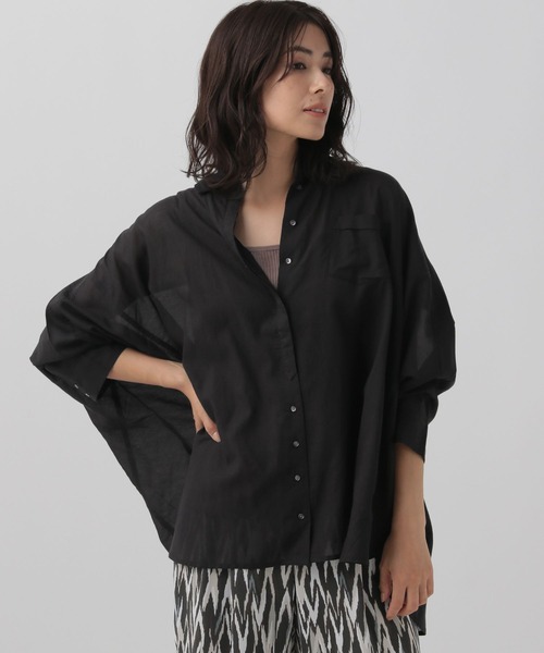 Elura（エルーラ）の「ボイルドルマンシャツ/128743（シャツ/ブラウス・レディース・ブラック/オフホワイト・FREE）」の2枚目の写真