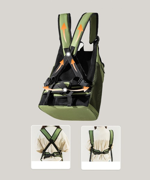 aimoha(アイモハ)の「抱っこ型ペットソフトキャリーバッグ(ペット用キャリーケース・レディース・グレー/グリーン・FREE)」の8枚目の写真