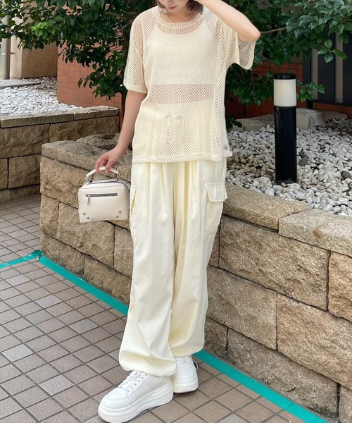 clear（クリア）の「ピーチ起毛ワイドカーゴパンツ[低身長用サイズ有]≪2024AW新作≫（カーゴパンツ・レディース・ブラック/カーキ/サックスブルー/アイボリー/ベージュ・F/XS）」の17枚目の写真