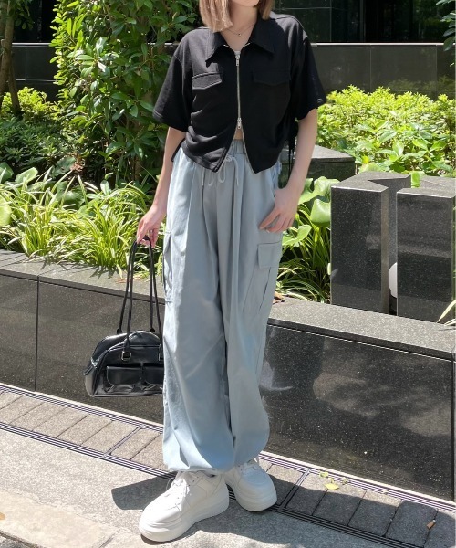 clear（クリア）の「ピーチ起毛ワイドカーゴパンツ[低身長用サイズ有]≪2024AW新作≫（カーゴパンツ・レディース・ブラック/カーキ/サックスブルー/アイボリー/ベージュ・F/XS）」の19枚目の写真