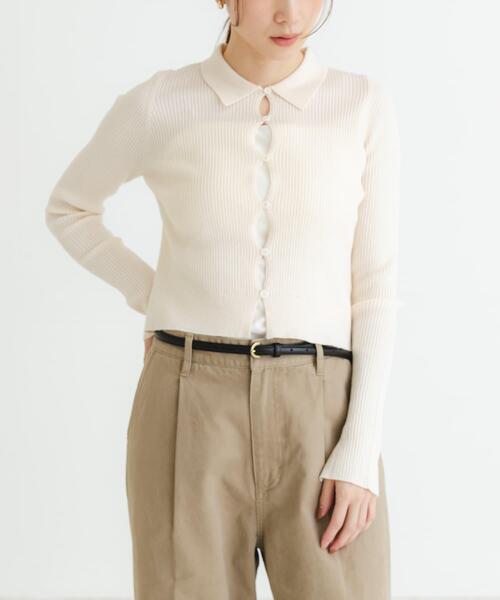 URBAN RESEARCH（アーバンリサーチ）の「シャツカラーリブニットカーディガン（カーディガン/ボレロ・レディース・グリーン系その他/チャコールグレー/オフホワイト・FREE）」の17枚目の写真