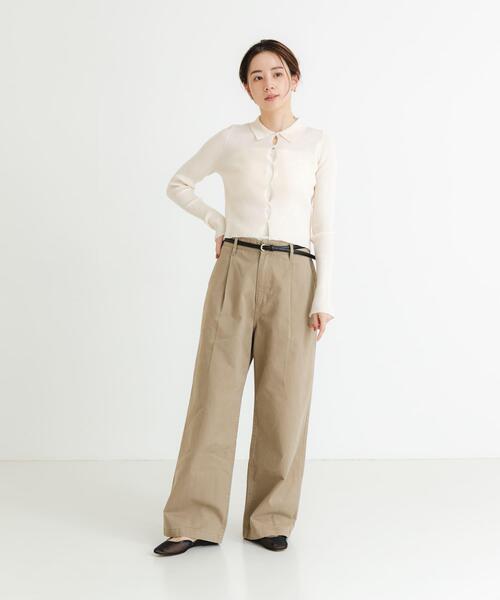 URBAN RESEARCH（アーバンリサーチ）の「シャツカラーリブニットカーディガン（カーディガン/ボレロ・レディース・グリーン系その他/チャコールグレー/オフホワイト・FREE）」の12枚目の写真