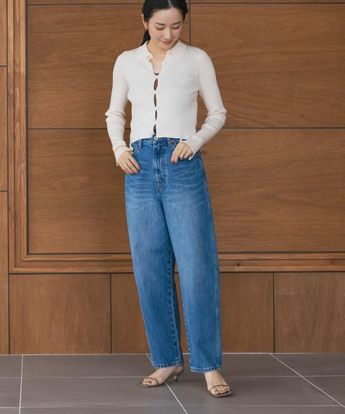 URBAN RESEARCH（アーバンリサーチ）の「シャツカラーリブニットカーディガン（カーディガン/ボレロ・レディース・グリーン系その他/チャコールグレー/オフホワイト・FREE）」の8枚目の写真