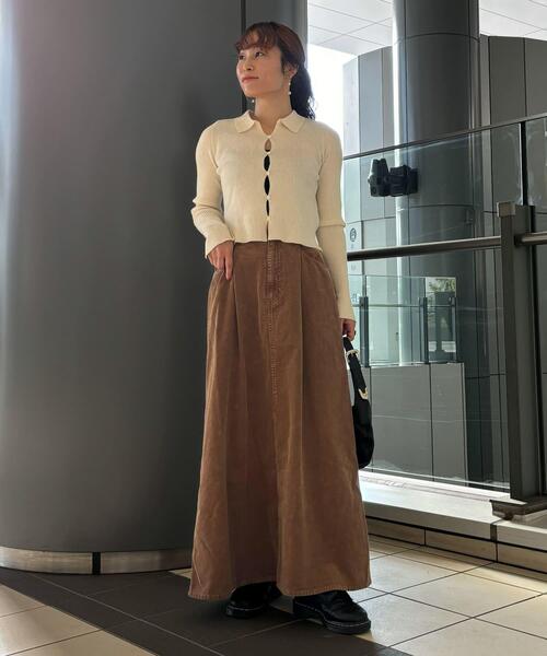 URBAN RESEARCH（アーバンリサーチ）の「シャツカラーリブニットカーディガン（カーディガン/ボレロ・レディース・グリーン系その他/チャコールグレー/オフホワイト・FREE）」の6枚目の写真