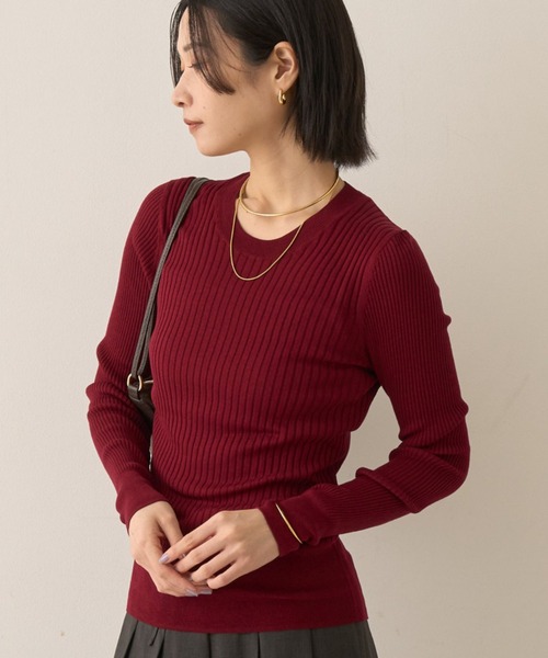 Rouge vif（ルージュヴィフ）の「シルク混ワイドリブプルオーバーニット（ニット/セーター・レディース・アイボリー/ブラック/ブラウン/ピンク/サックスブルー/ペールイエロー/ネイビー/ボルドー・フリー）」の8枚目の写真