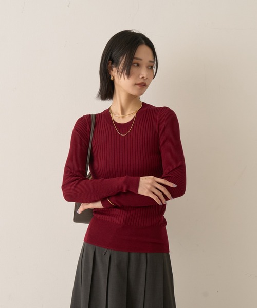 セール】シルク混ワイドリブプルオーバーニット（ニット/セーター