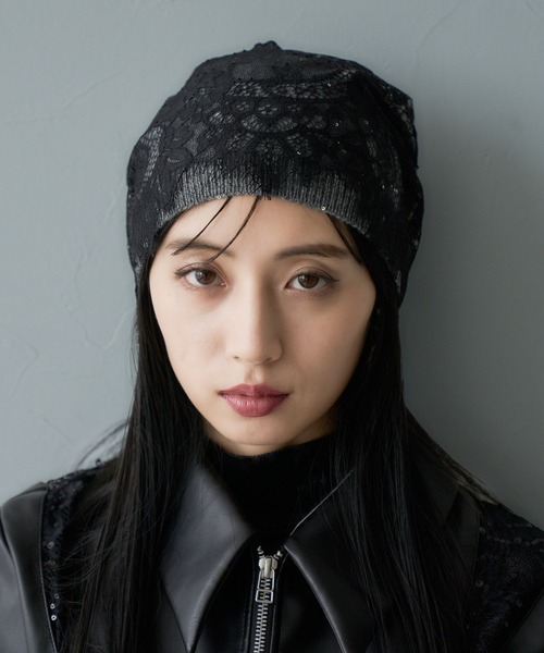 HARE（ハレ）の「レースツキビーニー(HARE)（ニットキャップ/ビーニー・レディース・グレー・FREE）」の7枚目の写真