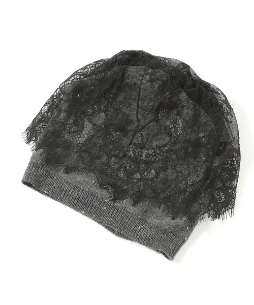 HARE（ハレ）の「レースツキビーニー(HARE)（ニットキャップ/ビーニー・レディース・グレー・FREE）」の4枚目の写真