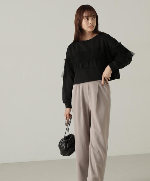 PROPORTION BODY DRESSING（プロポーションボディドレッシング）の「チュールギャザースエット / 1214260905（スウェット・レディース・ブラック/グレー系その他・FREE）」の3枚目の写真