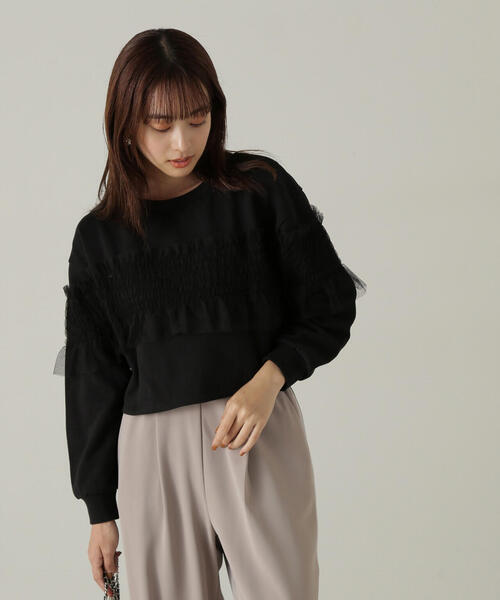 PROPORTION BODY DRESSING（プロポーションボディドレッシング）の「チュールギャザースエット / 1214260905（スウェット・レディース・ブラック/グレー系その他・FREE）」の4枚目の写真