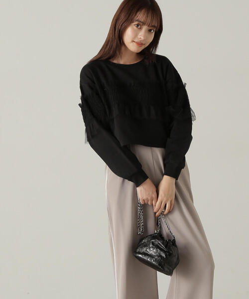 PROPORTION BODY DRESSING（プロポーションボディドレッシング）の「チュールギャザースエット / 1214260905（スウェット・レディース・ブラック/グレー系その他・FREE）」の7枚目の写真