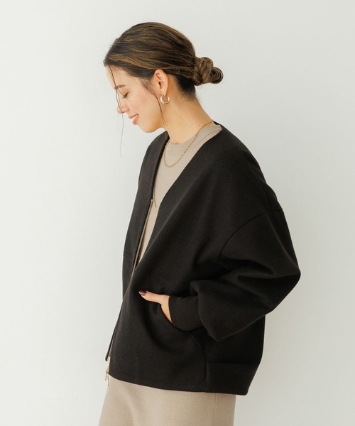 BAYFLOW（ベイフロー）の「ウールライクジップブルゾン（ブルゾン・レディース・ブラック/杢グレー/モカ/ブルー・SMALL/MEDIUM）」の2枚目の写真