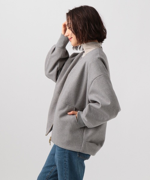 BAYFLOW（ベイフロー）の「ウールライクジップブルゾン（ブルゾン・レディース・ブラック/杢グレー/モカ/ブルー・SMALL/MEDIUM）」の6枚目の写真