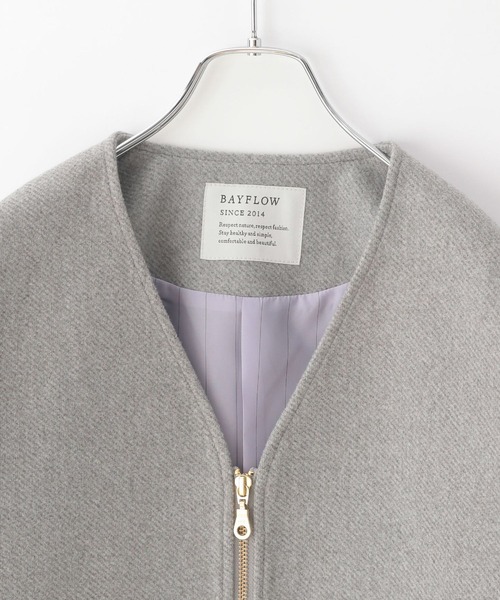 BAYFLOW（ベイフロー）の「ウールライクジップブルゾン（ブルゾン・レディース・ブラック/杢グレー/モカ/ブルー・SMALL/MEDIUM）」の20枚目の写真