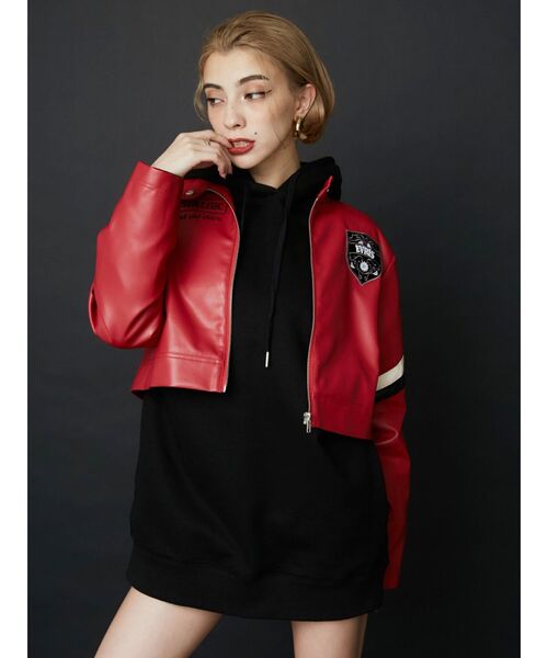 EVRIS（エヴリス）の「color scheme graphic ライダース（ライダースジャケット・レディース・ブラック/レッド・FREE）」の10枚目の写真