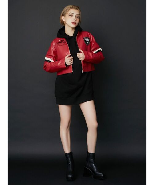 EVRIS（エヴリス）の「color scheme graphic ライダース（ライダースジャケット・レディース・ブラック/レッド・FREE）」の9枚目の写真