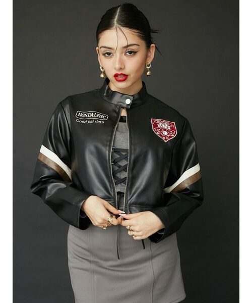 EVRIS（エヴリス）の「color scheme graphic ライダース（ライダースジャケット・レディース・ブラック/レッド・FREE）」の7枚目の写真