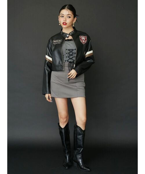 EVRIS（エヴリス）の「color scheme graphic ライダース（ライダースジャケット・レディース・ブラック/レッド・FREE）」の5枚目の写真