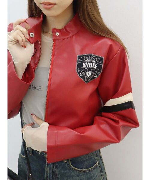 EVRIS（エヴリス）の「color scheme graphic ライダース（ライダースジャケット・レディース・ブラック/レッド・FREE）」の17枚目の写真
