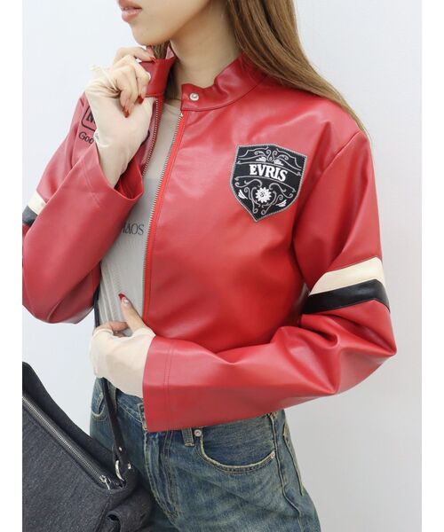 EVRIS（エヴリス）の「color scheme graphic ライダース（ライダースジャケット・レディース・ブラック/レッド・FREE）」の16枚目の写真