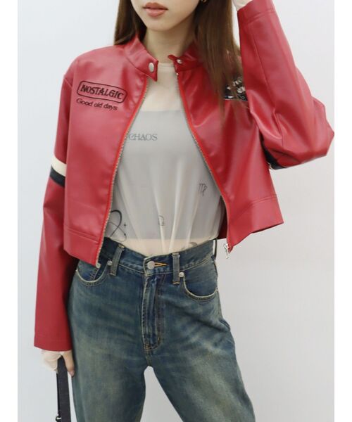 EVRIS（エヴリス）の「color scheme graphic ライダース（ライダースジャケット・レディース・ブラック/レッド・FREE）」の15枚目の写真