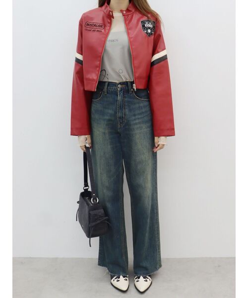 EVRIS（エヴリス）の「color scheme graphic ライダース（ライダースジャケット・レディース・ブラック/レッド・FREE）」の13枚目の写真