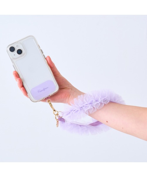 スマホハンドストラップ チュール パープル (ストラップシート付