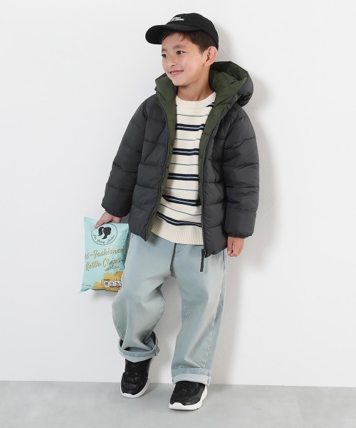 devirock（デビロック）の「洗える ファイバーダウン リバーシブル ふっくら ジャケット（ダウンジャケット/コート・キッズ・グレイッシュブルー/パープル系/パープル系4/レッド系1/スミクロ/ブルー系1・100cm/110cm/120cm/130cm/140cm/150cm/160cm）」の7枚目の写真