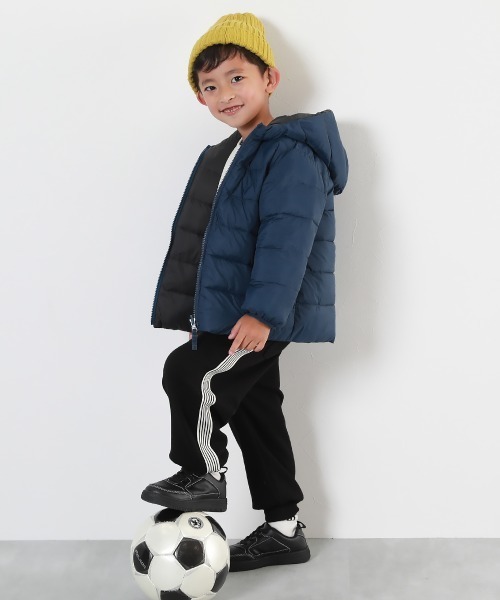 devirock（デビロック）の「洗える ファイバーダウン リバーシブル ふっくら ジャケット（ダウンジャケット/コート・キッズ・グレイッシュブルー/パープル系/パープル系4/レッド系1/スミクロ/ブルー系1・100cm/110cm/120cm/130cm/140cm/150cm/160cm）」の9枚目の写真