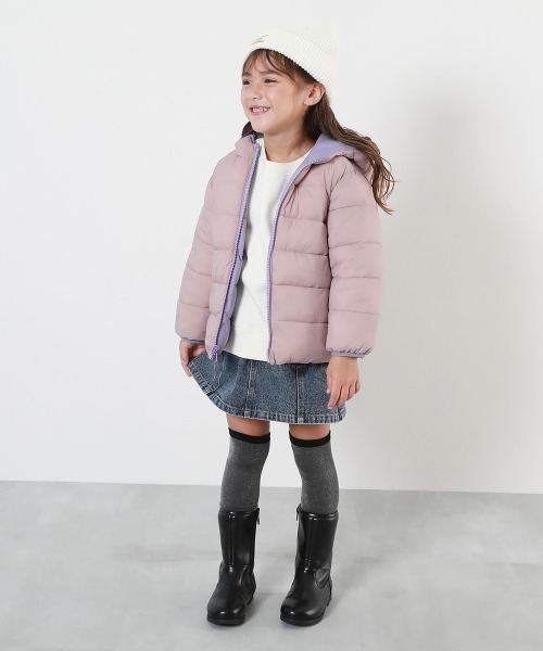 devirock（デビロック）の「洗える ファイバーダウン リバーシブル ふっくら ジャケット（ダウンジャケット/コート・キッズ・グレイッシュブルー/パープル系/パープル系4/レッド系1/スミクロ/ブルー系1・100cm/110cm/120cm/130cm/140cm/150cm/160cm）」の12枚目の写真