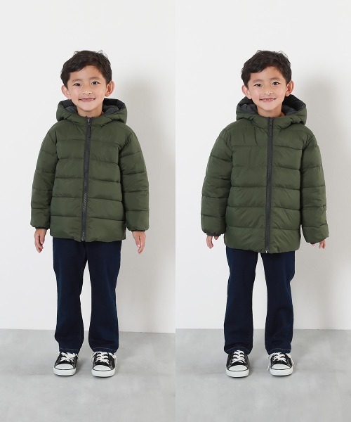 devirock（デビロック）の「洗える ファイバーダウン リバーシブル ふっくら ジャケット（ダウンジャケット/コート・キッズ・グレイッシュブルー/パープル系/パープル系4/レッド系1/スミクロ/ブルー系1・100cm/110cm/120cm/130cm/140cm/150cm/160cm）」の19枚目の写真