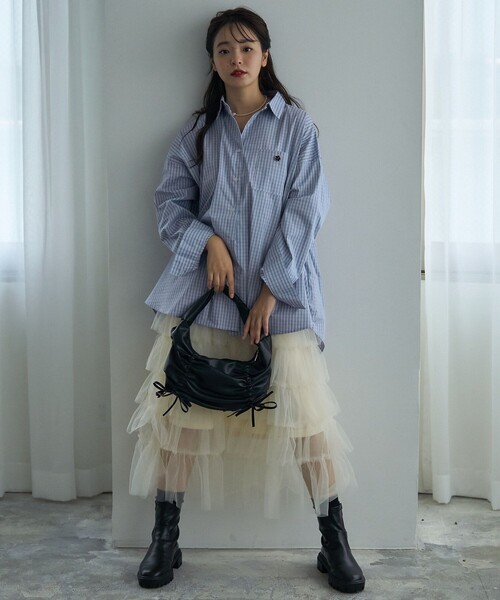 PUBLUX（パブリュクス）の「PUBLUX/パブリュクス ドロスト ギャザー リボン ハンドルバッグ　限定展開（ショルダーバッグ・レディース・ブラック・ONE SIZE）」の18枚目の写真