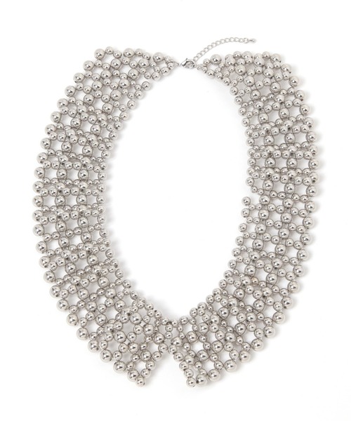 BAYFLOW（ベイフロー）の「ビーズ付け襟ネックレス（ネックレス・レディース・シルバー/ブラック・FREE）」の2枚目の写真