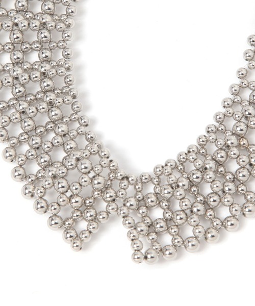 BAYFLOW（ベイフロー）の「ビーズ付け襟ネックレス（ネックレス・レディース・シルバー/ブラック・FREE）」の3枚目の写真