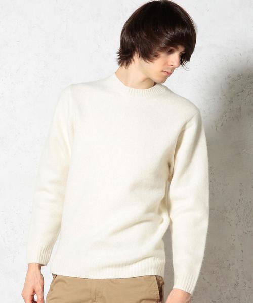 green label relaxing(グリーンレーベルリラクシング)の「■■■HAMILTON/LAMB SHAGGY C/N ニット◆(ニット/セーター・メンズ・オフホワイト/ライム/ライトブルー・MEDIUM/LARGE/SMALL)」の2枚目の写真