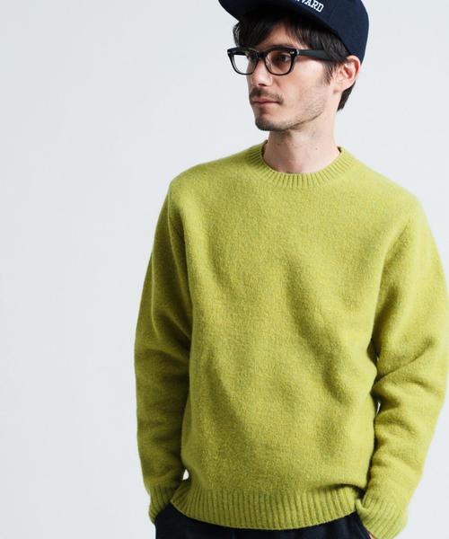 green label relaxing(グリーンレーベルリラクシング)の「■■■HAMILTON/LAMB SHAGGY C/N ニット◆(ニット/セーター・メンズ・オフホワイト/ライム/ライトブルー・MEDIUM/LARGE/SMALL)」の3枚目の写真