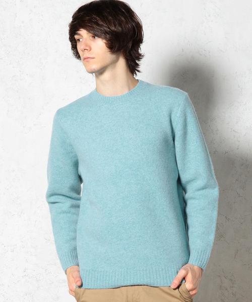 green label relaxing(グリーンレーベルリラクシング)の「■■■HAMILTON/LAMB SHAGGY C/N ニット◆(ニット/セーター・メンズ・オフホワイト/ライム/ライトブルー・MEDIUM/LARGE/SMALL)」の1枚目の写真