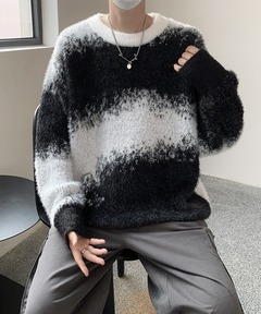 Delfy》ウール混スキッパーリボンボーダーニット（ニット