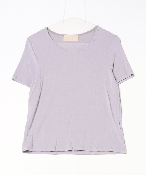 LA POMME petit(ラポミ・プチ)の「Round Collar Basic T Shirt(Tシャツ/カットソー・レディース・グレー/アイボリー/イエロー/パープル/グリーン・FREE)」の1枚目の写真