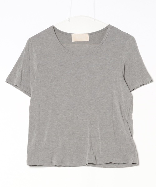 LA POMME petit(ラポミ・プチ)の「Round Collar Basic T Shirt(Tシャツ/カットソー・レディース・グレー/アイボリー/イエロー/パープル/グリーン・FREE)」の3枚目の写真